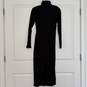 ZARA LIMITED EDITION Creased Wrinkled Textured Black Midi Dress – Size